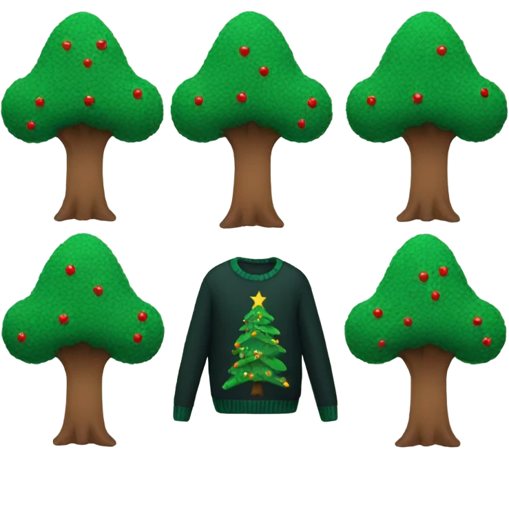 Tree with a Christmas sweater emoji