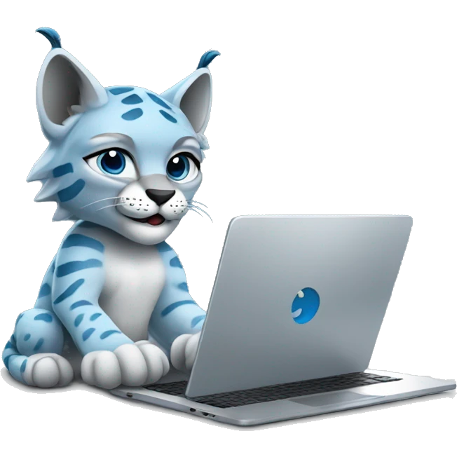 A blue lynx with a laptop emoji