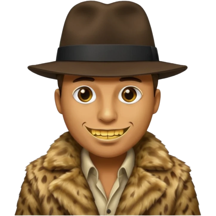 ganster with fur coat and gold teeth emoji