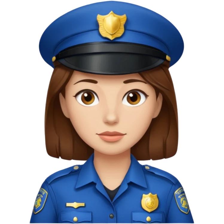police woman with brown hair and bright skin emoji