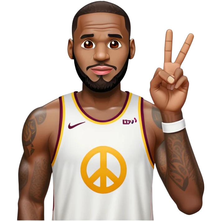 lebron james peace sign with tounge out emoji
