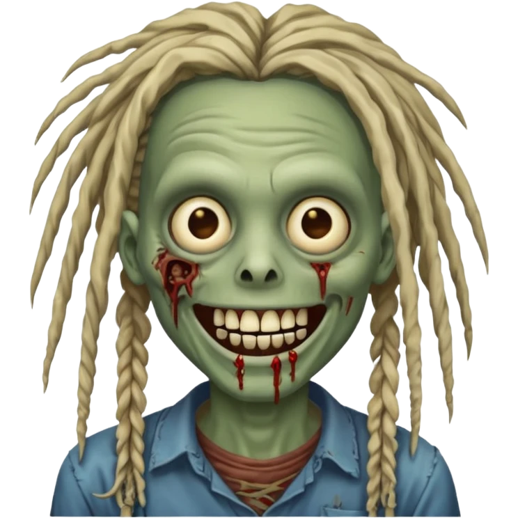 zombie with dreads with braces smiling  emoji