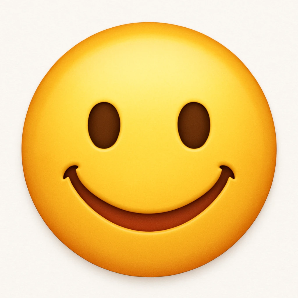 Make the lips smile, keep other features the same in the style of apple style emojis emoji