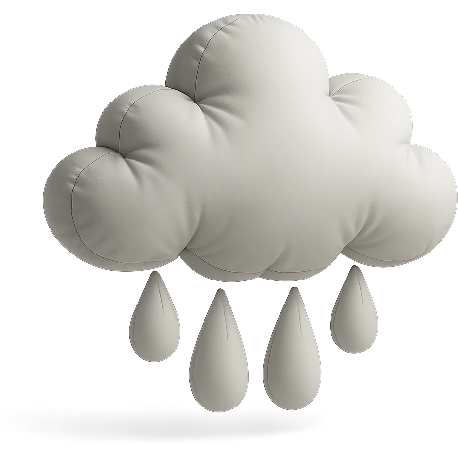 rain cloud with raindrops, plush cushion style emoji