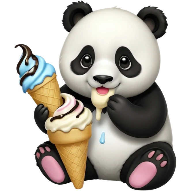 Panda eating ice cream emoji