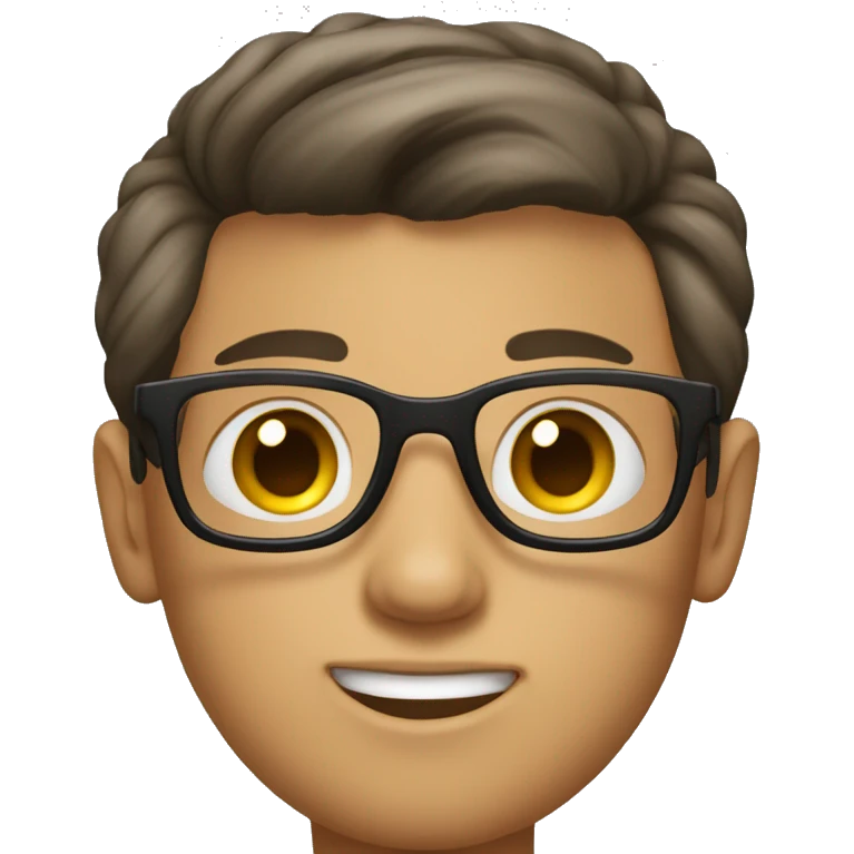 create teenage boy, with big eyes, slicked back hair and glasses emoji