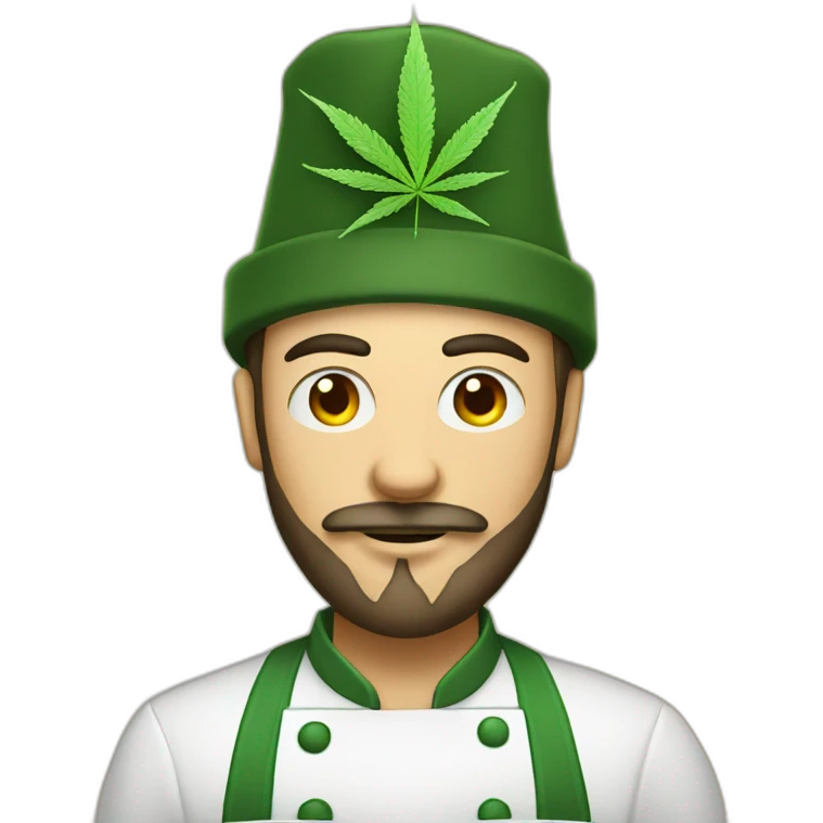 Chef with halloween hat and cannabis leaf as a beard emoji