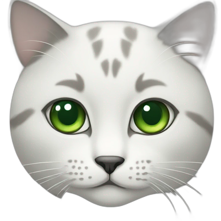 Cat white and grey and green eyes emoji