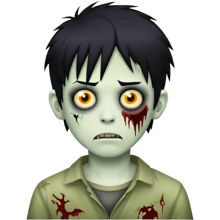 boy zombie with black hair, emo style emoji