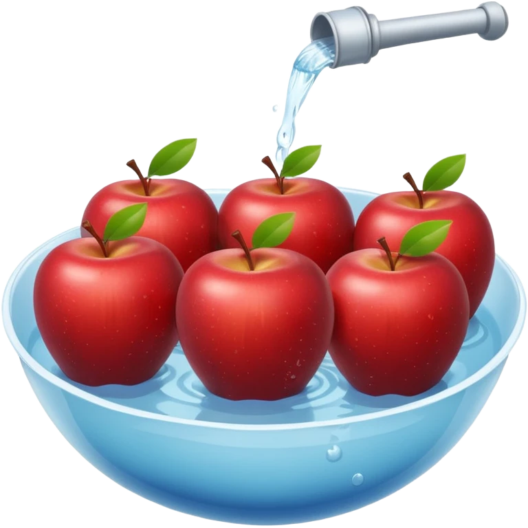 group of apples bobbing in a bowl of water emoji