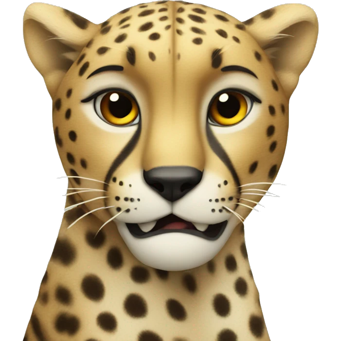 A cheetah holding a sigh that says glomour  emoji