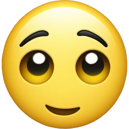 Yellow round head with two eyes on it and one of its eyebrows raised with a smirk type smile no nose  emoji