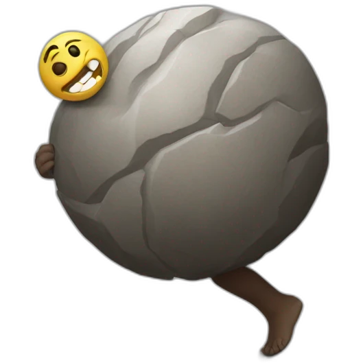 Sisyphus carrying a laughing emoji emoji