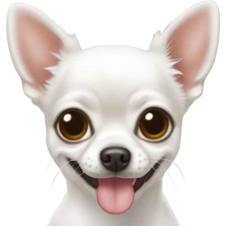 Perrito chihuahua color blanco completamente con lengüita de fuera y sonrisa  BARRIGON emoji