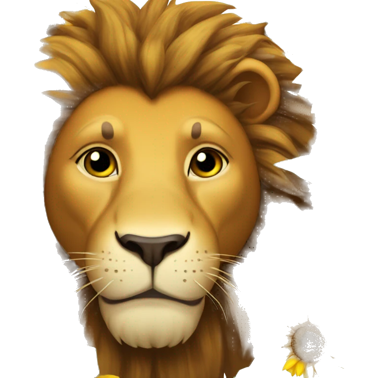 Lion with sunflowers emoji