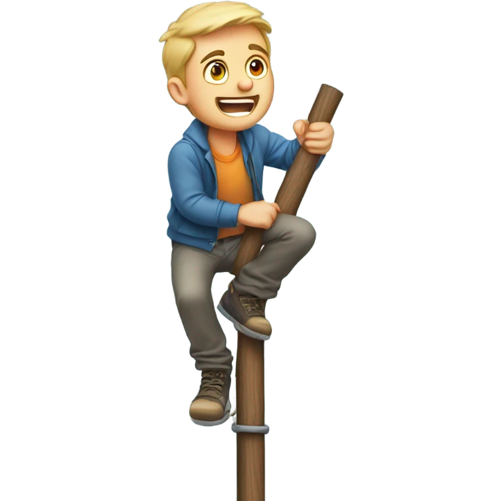 White guy awkwardly sliding down a fire pole emoji