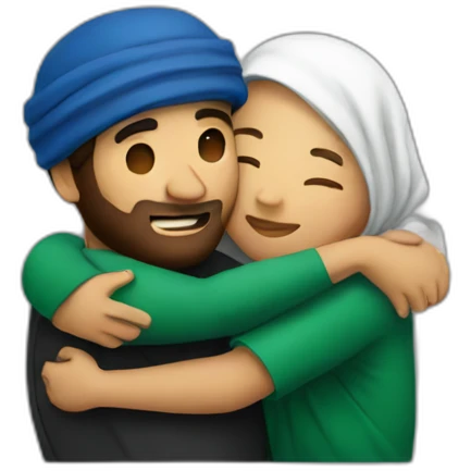 israelian and palestinian hugging emoji
