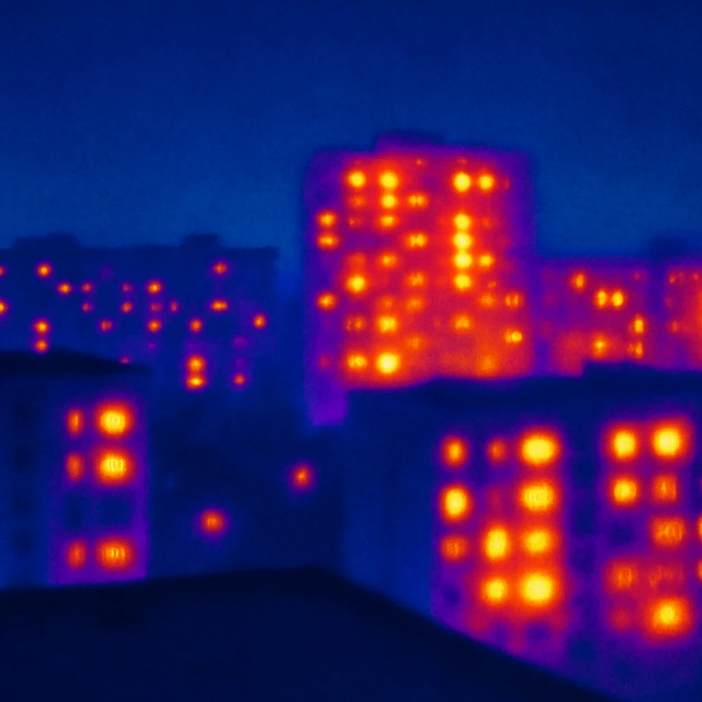View from the roof of a Russian panel city with glowing windows emoji