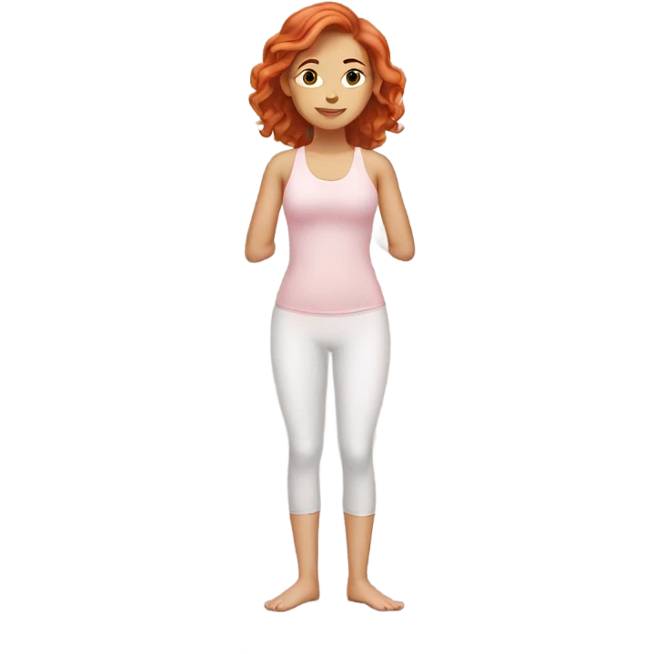 Redhead yoga girl light pink clothes n emoji