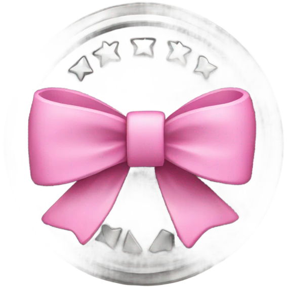 a coin with a pink bow in the center emoji