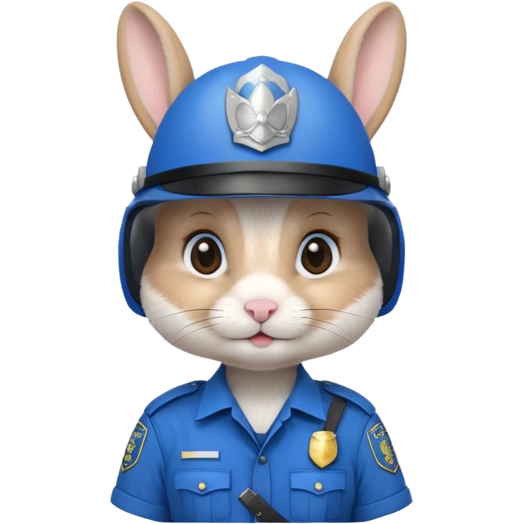 cute Rabbit police, blue uniform including helmet of uniform emoji