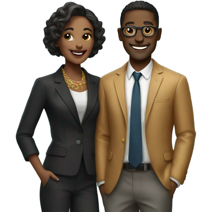 smiling duo in stylish attire emoji