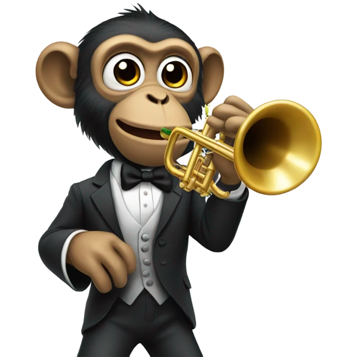 Monkey in a suit playing a trumpet emoji