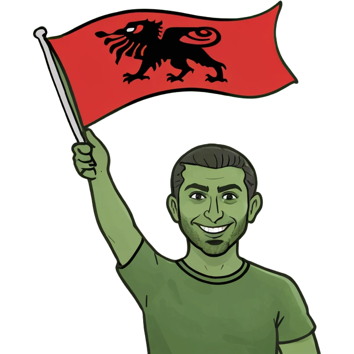 Albanian Man waving the Albanian Flag emoji