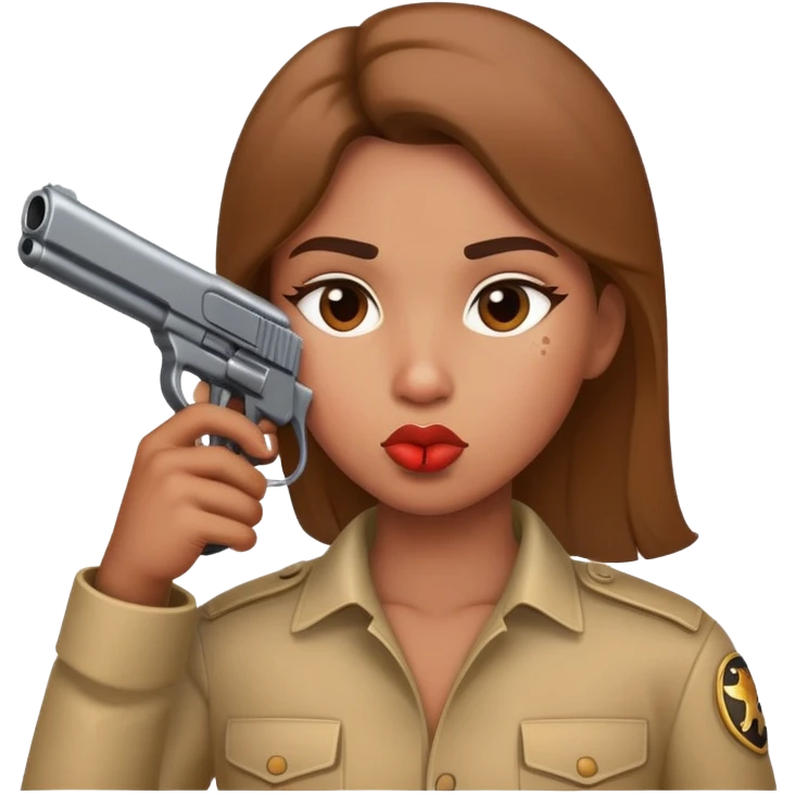 Kissing emoji with gun emoji