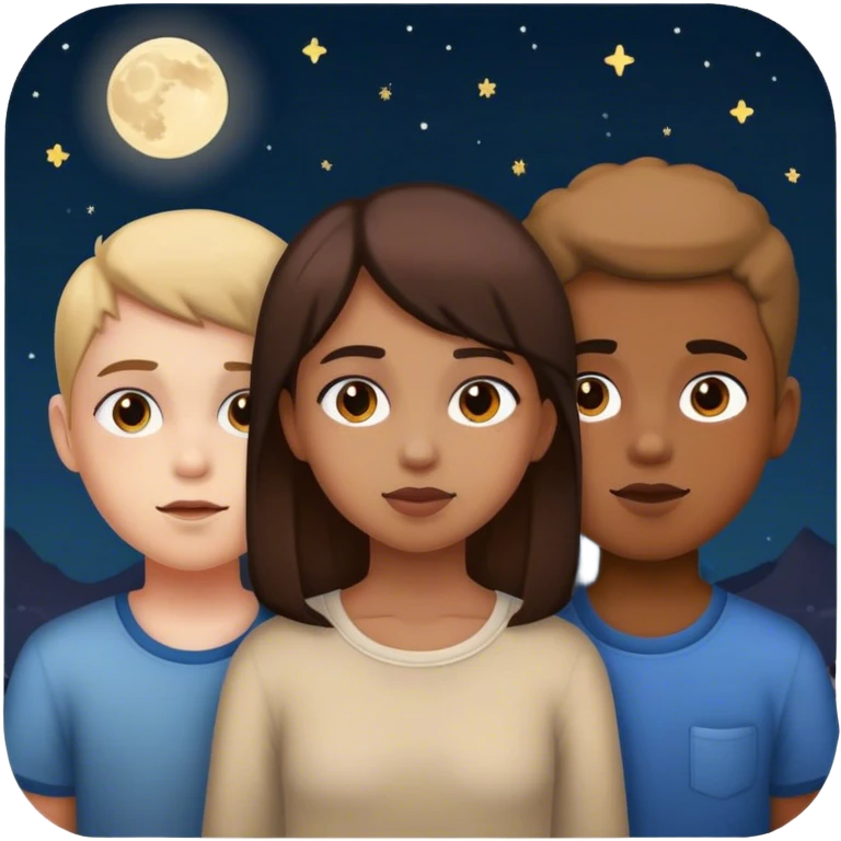 girl with boys at night emoji