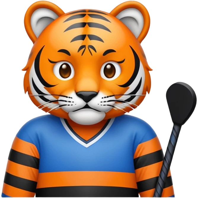 Tappara> i“Blue and orange hockey emoji celebrating victory, tiger mascot looking sad”lves emoji