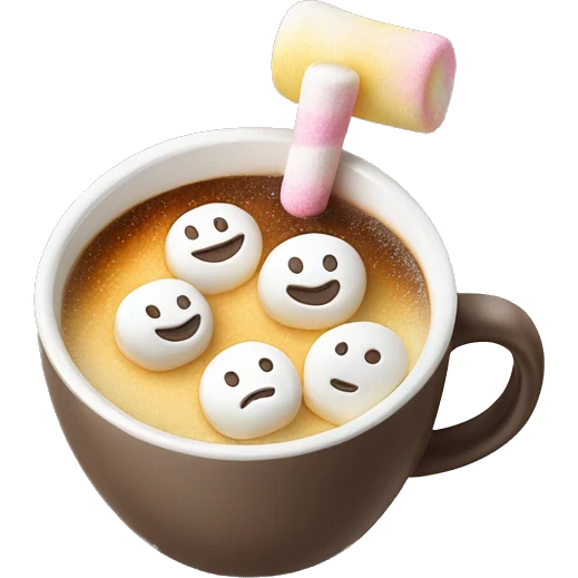Tasse mit zuckerstangen Motiv wo Kakao drin ist mit Marshmellows oben drauf emoji