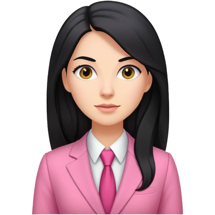 Business chlothes pink woman caucasian long black hair girl emoji