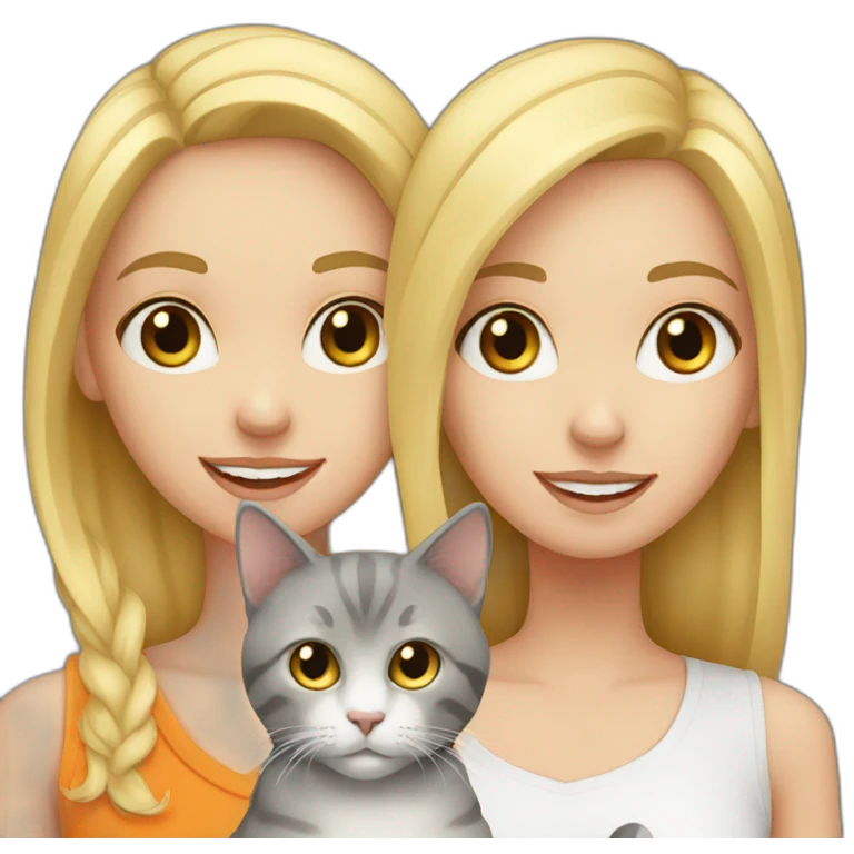 Blond white girl with 2 cats  one dark grey and one blond/orange emoji