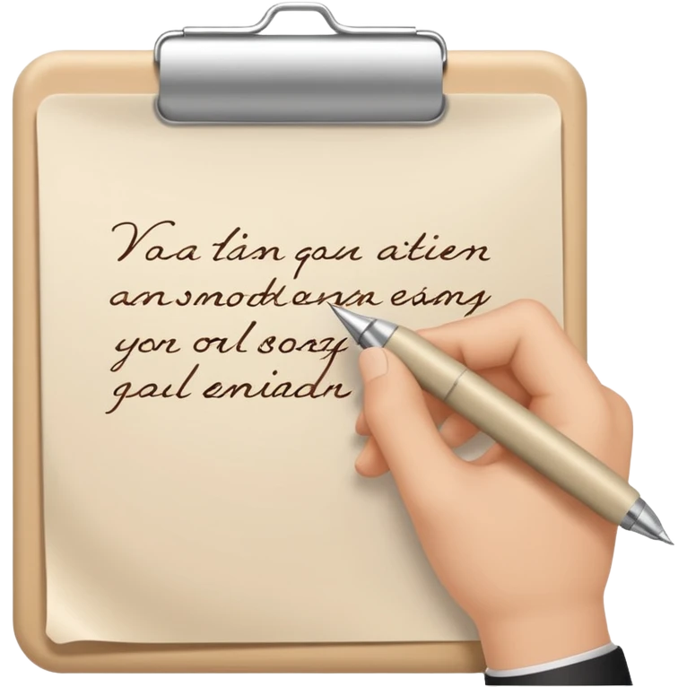 The hand writes with a beige pen emoji