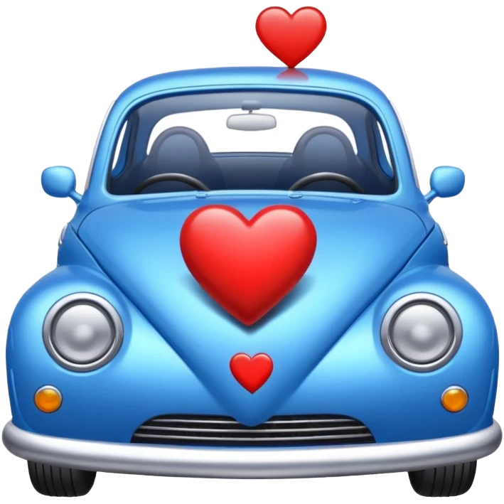 Blue car with heart emoji