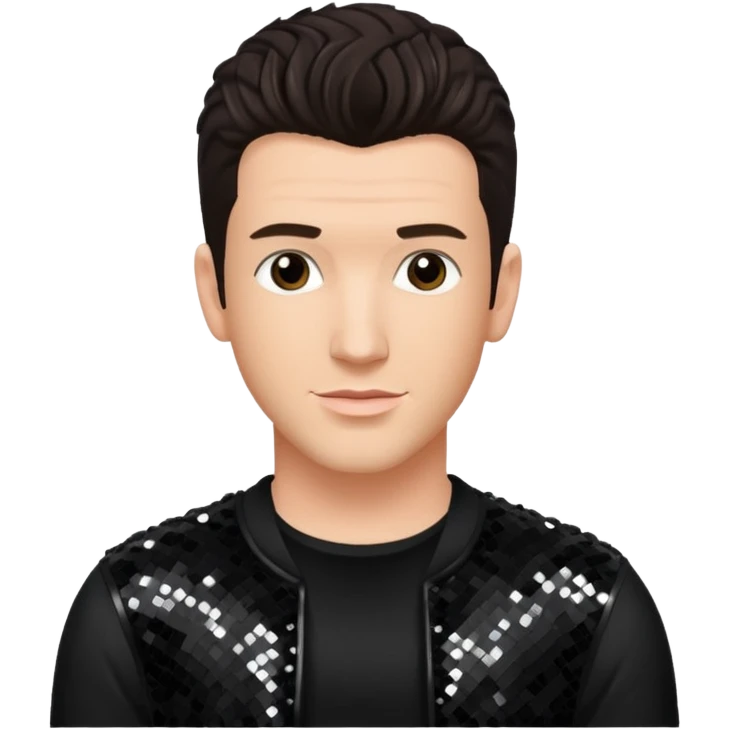JC Chasez from 'N Sync with dark brown hair, black sequin outfit, light skin emoji