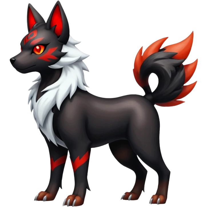 Shiny Gothic Exotic Futuristic Houndoom-Arcanine-Zorua-Torracat-Pokémon-Fakémon-hybrid-creature emoji