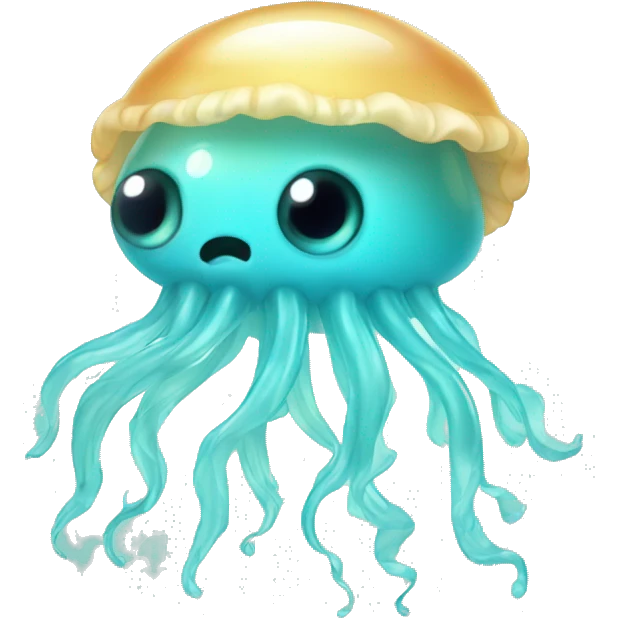Light blue turquoise jelly fish cute eye emoji