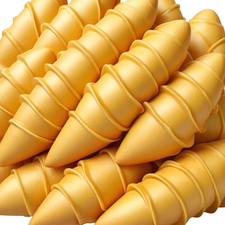 3D rendered authentic Hong Kong egg puffs (港式鸡蛋仔) folded into cone shape, golden bubbly texture, hyper-realistic egg-shaped bubbles, glossy finish, detailed texture emoji