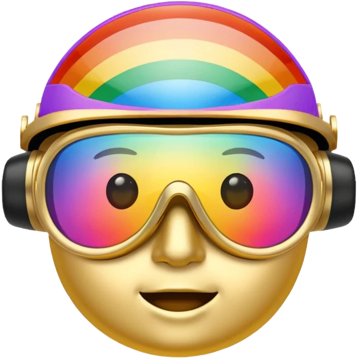 gold simulation rainbow visor goggles emoji