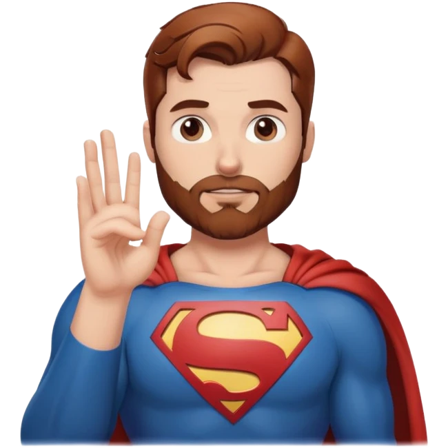 Adult Superman with redish brownish hair and full beard hand heart  emoji