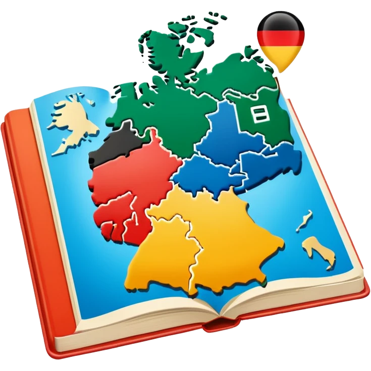 opened school textbook with a fragment of Germany emoji