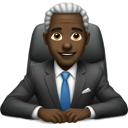 Un gentleman africain devant cson ordinateur de bureau emoji