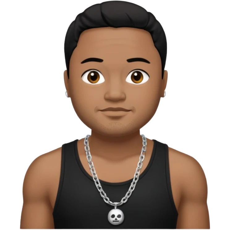 J Boog medium dark skin, black hair, black tank top with necklace emoji