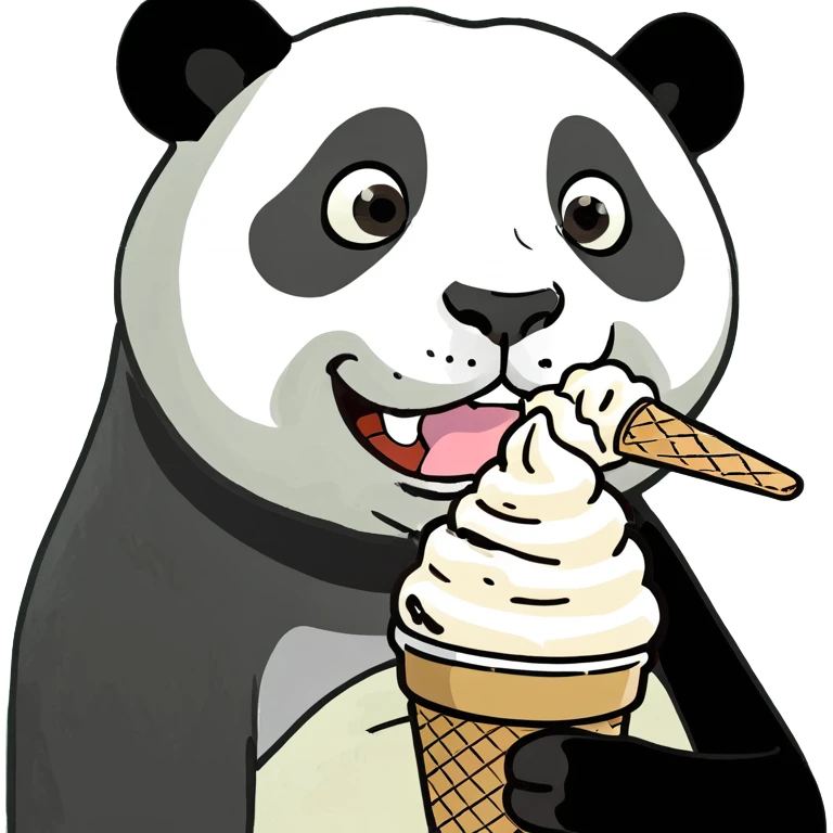 Panda eating ice cream emoji