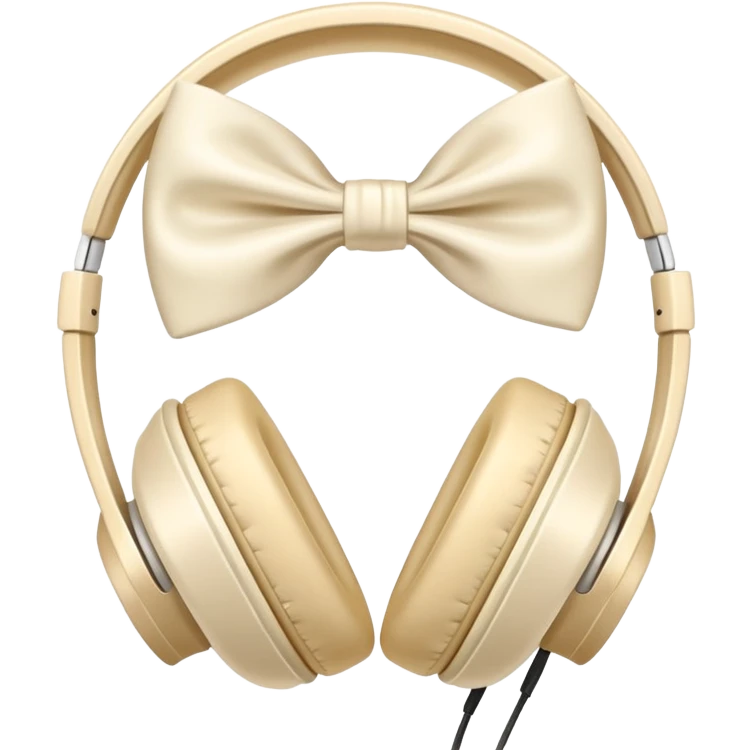 Cream headphones with cream bows emoji