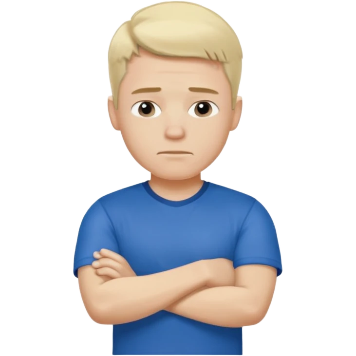 Pale blond man in blue football t shirt crossed arms cold emoji emoji