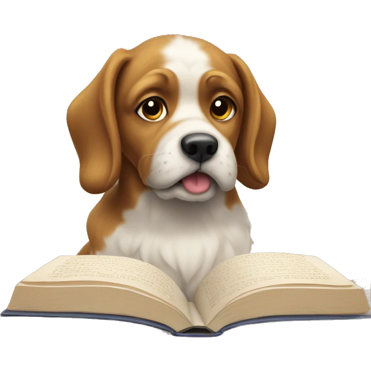 realistic dog reading a book emoji