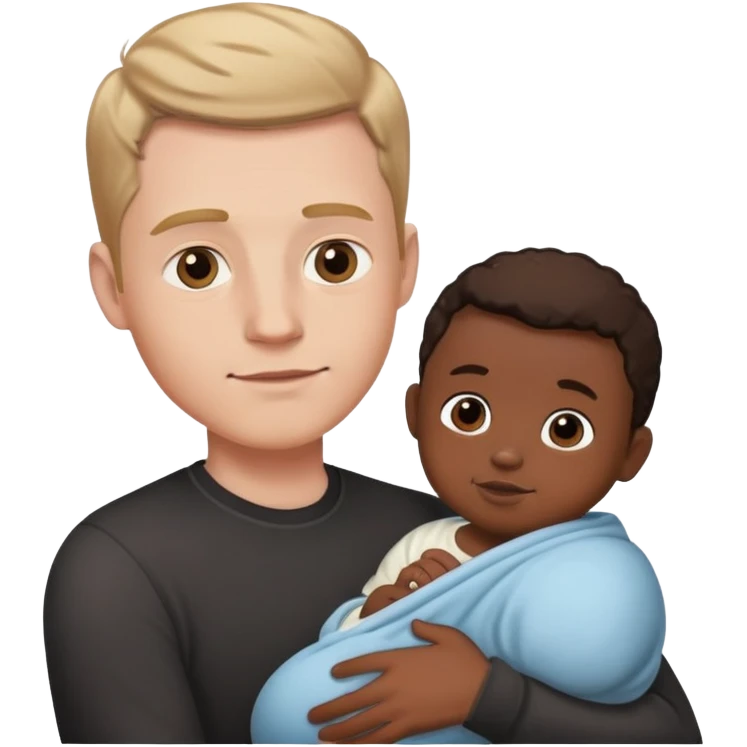 White man holding black baby emoji